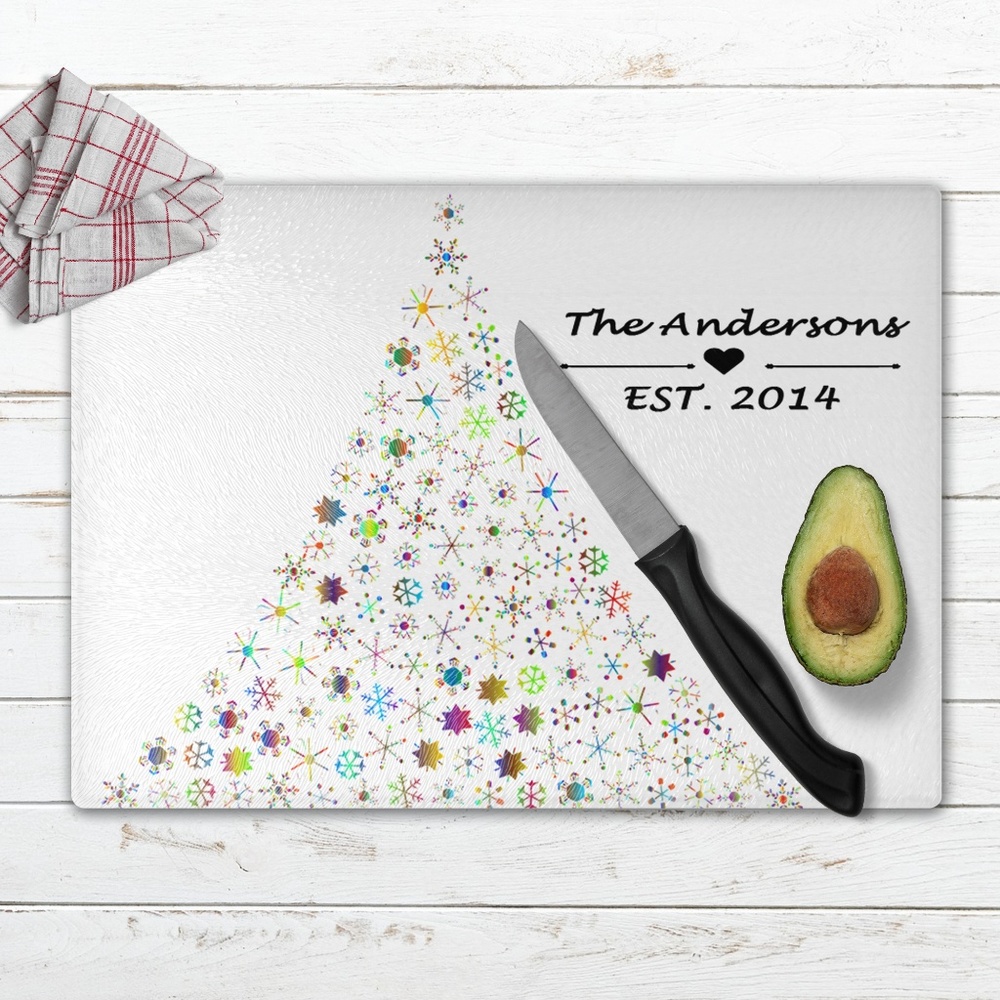 Personalized Holiday Glass Cutting Boards
